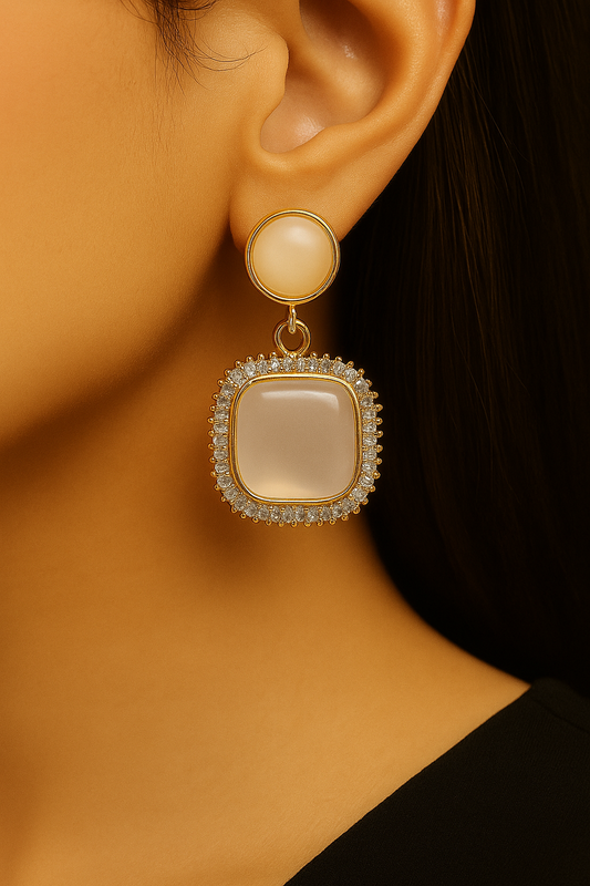 Drop Earrings with Crystal Border