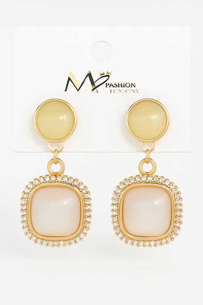 Drop Earrings with Crystal Border